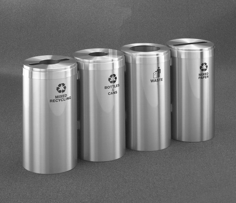 Glaro Four-Stream Trash Can – 12 Gallon Value Series in Satin Aluminum