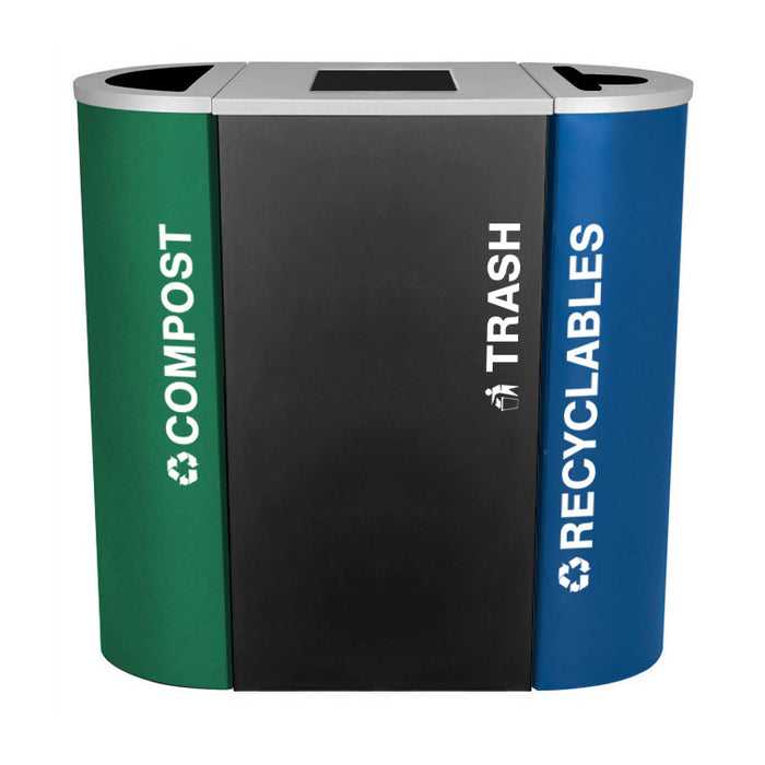 Excell-Kaiser Kaleidoscope Triple-Stream Indoor Trash Can & Recycling Station Combo