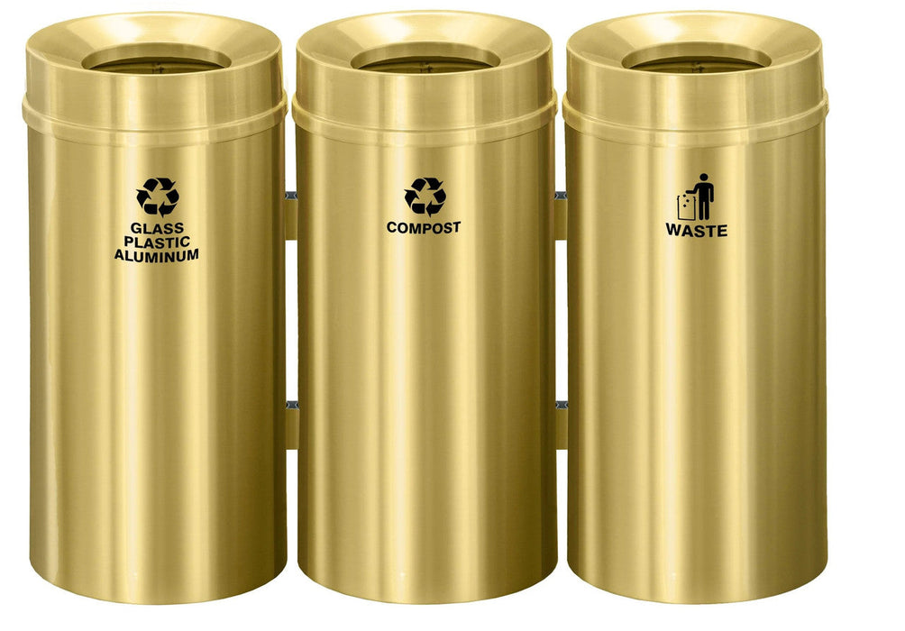 Glaro 16-Gallon Triple Stream Trash Can Recycling Station
