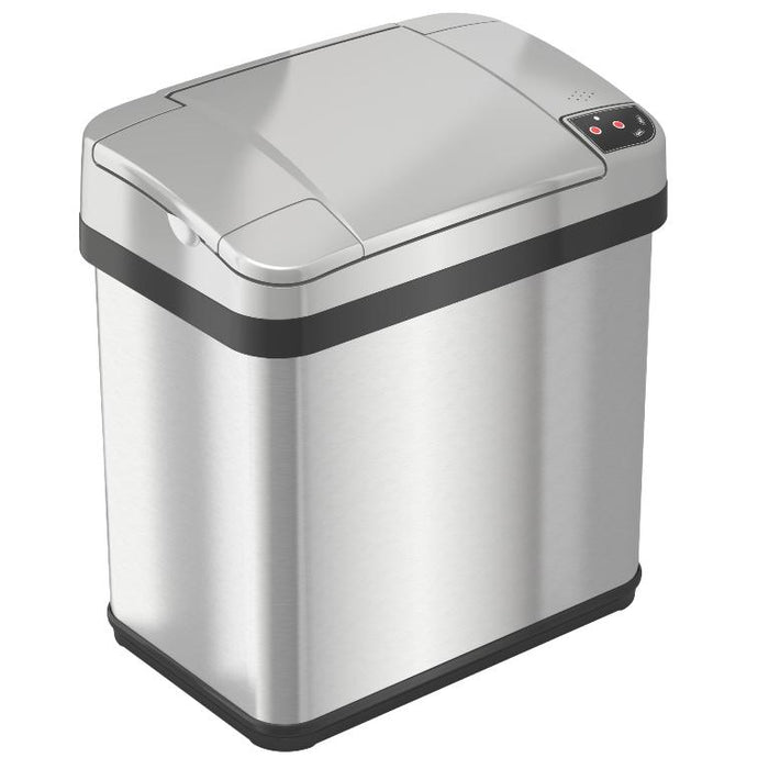 HLS Commercial 2.5 Gallon / 9.5 Liter Stainless Steel Rectangular Sensor Commercial Trash Can with Odor Filter and Fragrance Cartridge