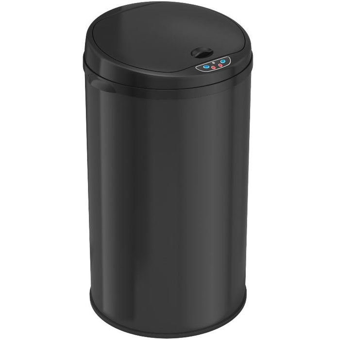 HLS Commercial 8 Gallon / 30 Liter Black Stainless Steel Round Sensor Commercial Trash Can with Odor Filter