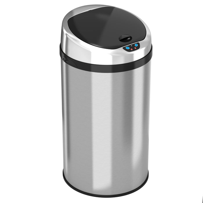 HLS Commercial 8 Gallon / 30 Liter Round Stainless Steel Sensor Commercial Trash Can with Odor Filter