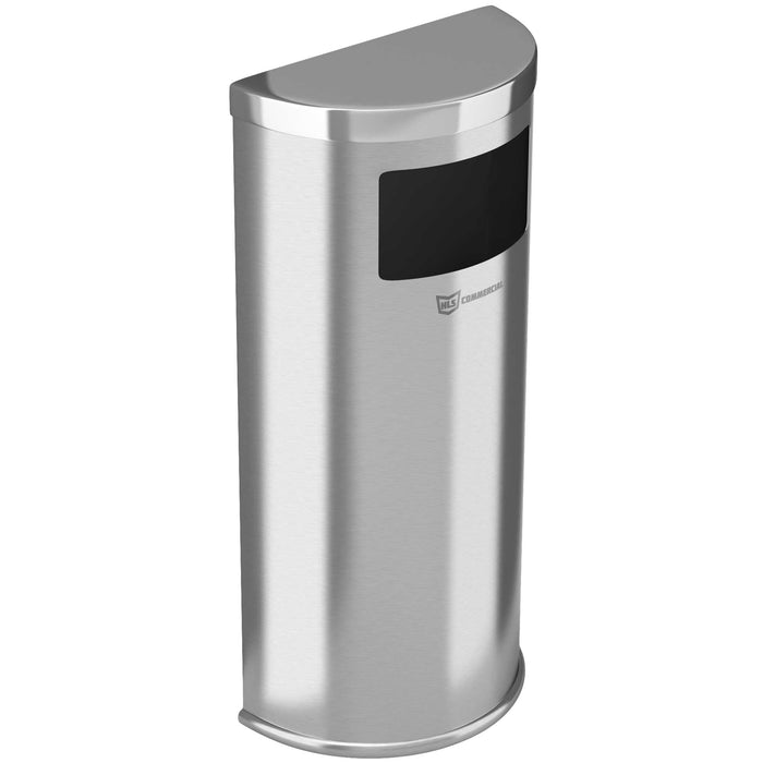 HLS Commercial 9 Gallon / 34 Liter Stainless Steel Half-Round Side-Entry Commercial Trash Can with Removable Inner Bucket