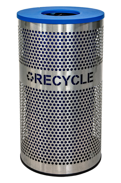 Excell-Kaiser Venue Stainless Steel Recycle Trash Can 33 Gallon with Laser-Cut Label