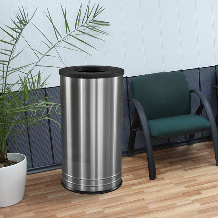 Excell Kaiser International Stainless Steel Trash Can with Flat Top – 18 Gallon Indoor Bin