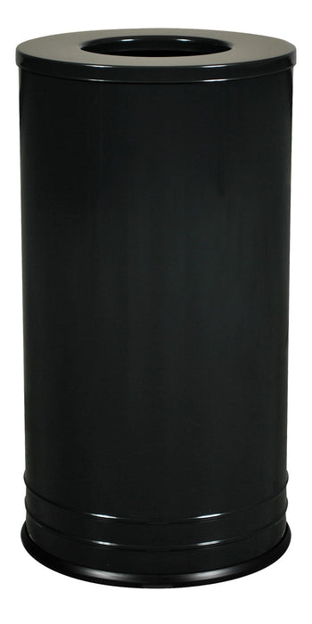 Excell Kaiser International Black Gloss Powder-Coated Trash Can with Flat Lid – 18 Gallon