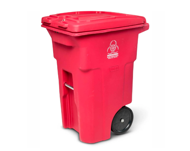 Toter Regulated Medical Waste Cart With Bio Hazard Logo, 32 Gallon - Red RMN32-00RED
