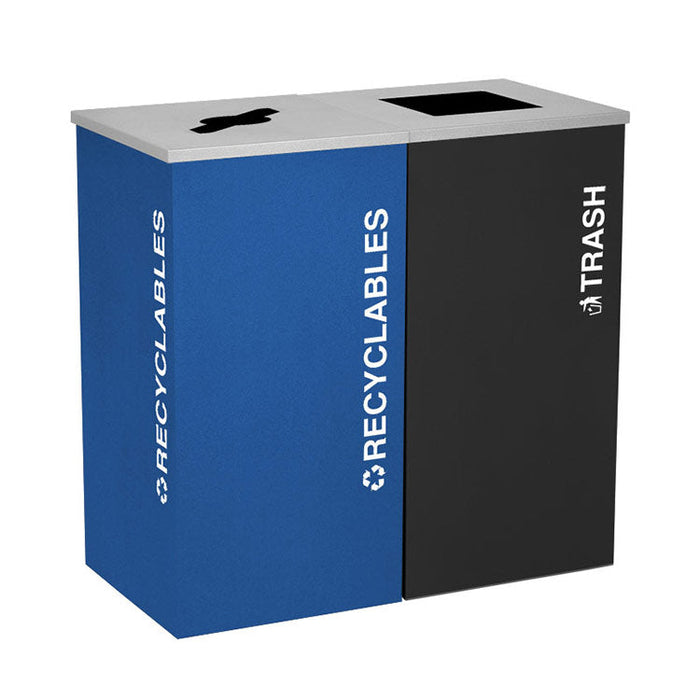 Excell-Kaiser Kaleidoscope Double 36-Gallon Trash Can Station – Indoor Square Recycling & Waste Bins