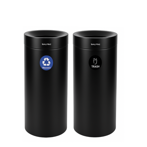 Alpine Open Top Stainless-Steel Trash Can, Double, 54 Gallon