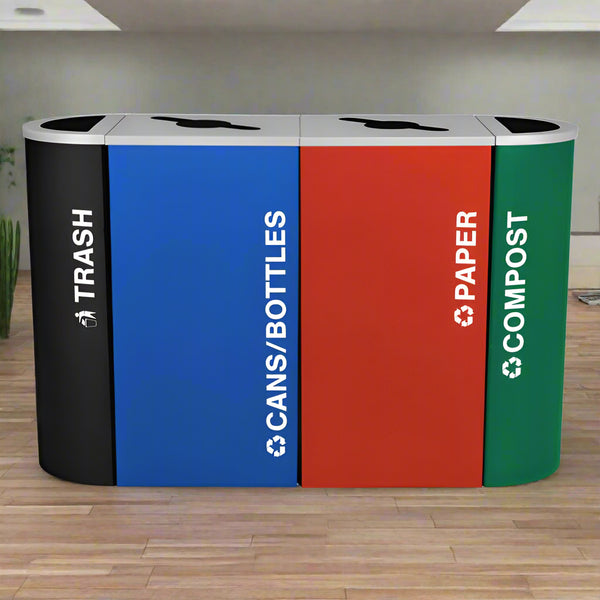 Excell-Kaiser Kaleidoscope Indoor Modular Trash Can & Recycling Station – Four Stream Combo