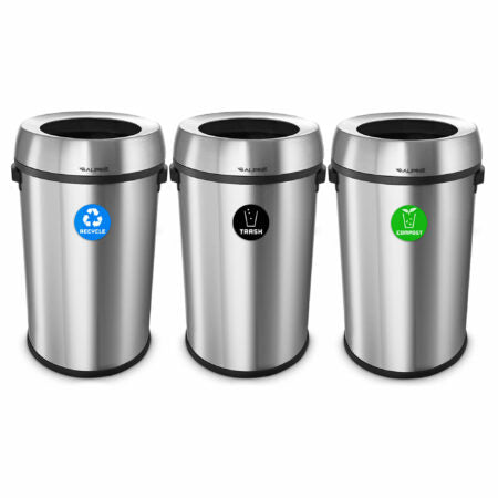 Alpine Open Top Stainless Steel Recycling Station, Triple