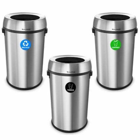 Alpine Open Top Stainless Steel Recycling Station, Triple