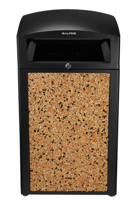 Alpine All-Weather Trash Container, Brown Stone Pebbles