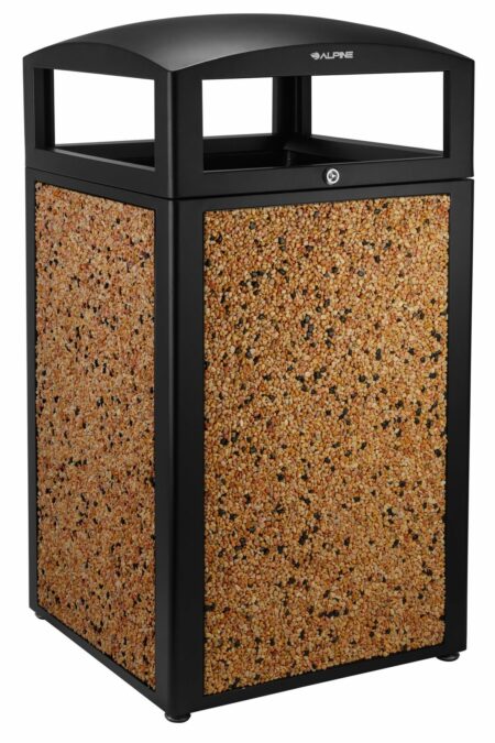Alpine All-Weather Trash Container, Brown Stone Pebbles