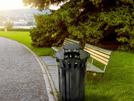Alpine Outdoor Metal Waste Receptacle w/ Lid, 38 Gallon