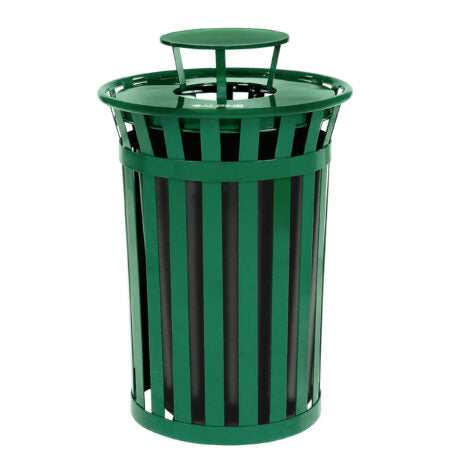 Alpine Outdoor Metal Waste Receptacle w/ Lid, 38 Gallon