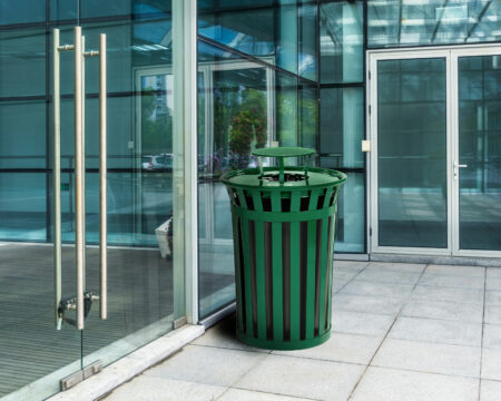 Alpine Outdoor Metal Waste Receptacle w/ Lid, 38 Gallon