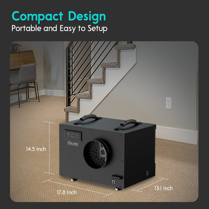 XPOWER Viking BD-65 120-Pint Commercial Dehumidifier with Pump & Drain Hose – Crawlspace, Basement, Attic Use