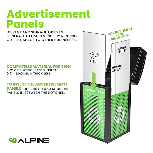 Alpine All-Weather Recycling Container w/ Advertisement Panel