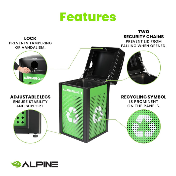 Alpine All-Weather Recycling Container w/ Advertisement Panel