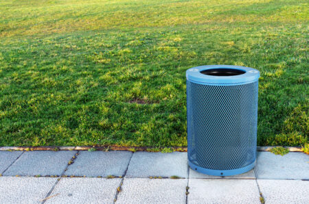 Alpine Round Diamond Steel Trash Can w/ Flat Lid
