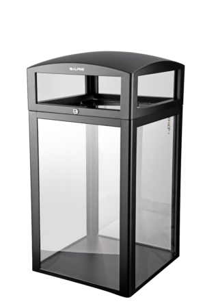 Alpine All-Weather Trash Container w/ Advertisement Panels, Grey Stone