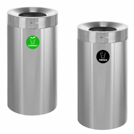 Alpine Open Top Stainless Steel Trash Receptacle, Double, 54 Gallon