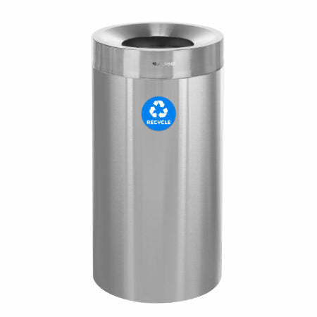 Alpine Open Top Stainless Steel Trash Receptacle, Single, 27 Gallon