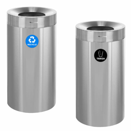 Alpine Open Top Stainless Steel Trash Receptacle, Double, 54 Gallon