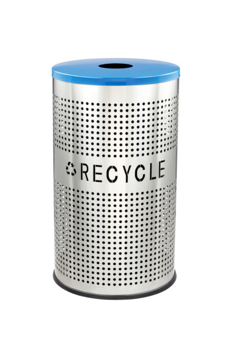 Alpine Perforated Trash Can w/ Blue Lid, Stainless Steel, 26 Gallon