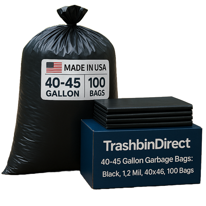 40-45 Gallon Garbage Bags: Black, 1.2 Mil, 40x46, 100 Bags.