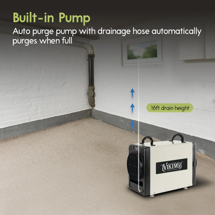 XPOWER Viking BD-90P 195-Pint Commercial Dehumidifier for Crawlspace, Basement, Attic & Garage – Stainless Steel