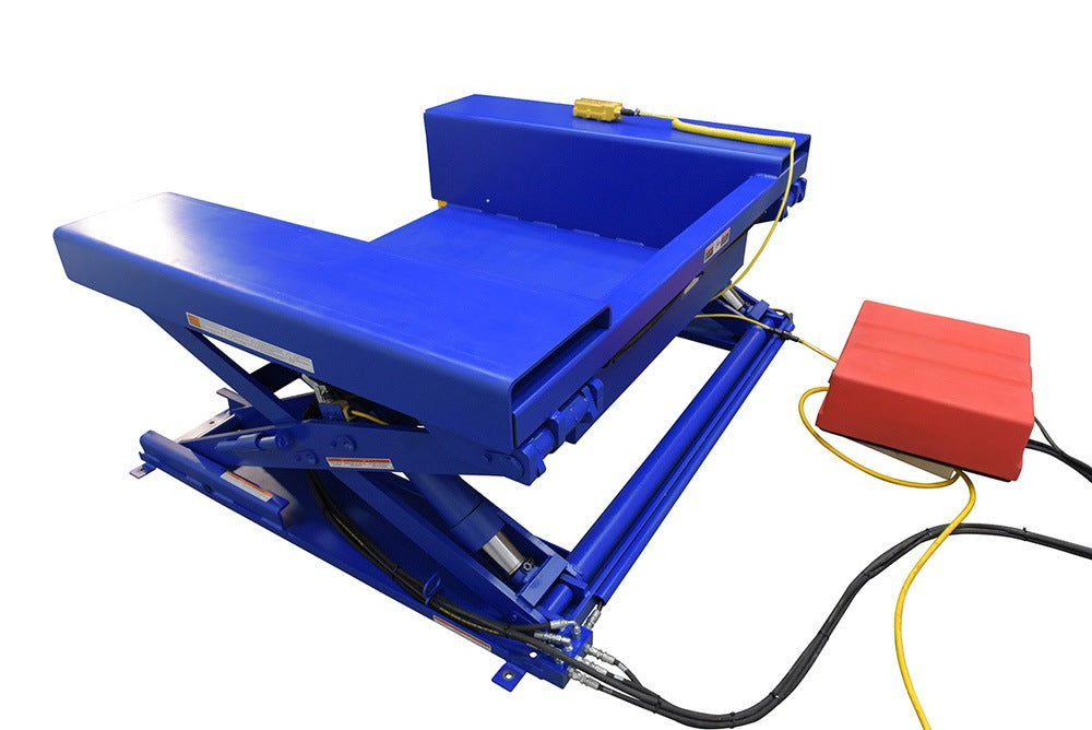 Vestil Steel Electric Hydraulic Ground Lift Table with Tilt – 4000 Lb. Capacity 52"x72-3/4" EHLTGT-5272-4-48