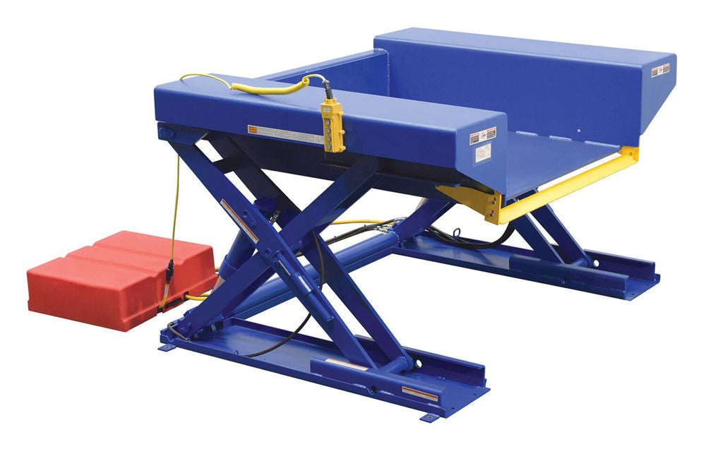 Vestil Steel Electric Hydraulic Ground Lift Table with Tilt – 4000 Lb. Capacity 52"x72-3/4" EHLTGT-5272-4-48