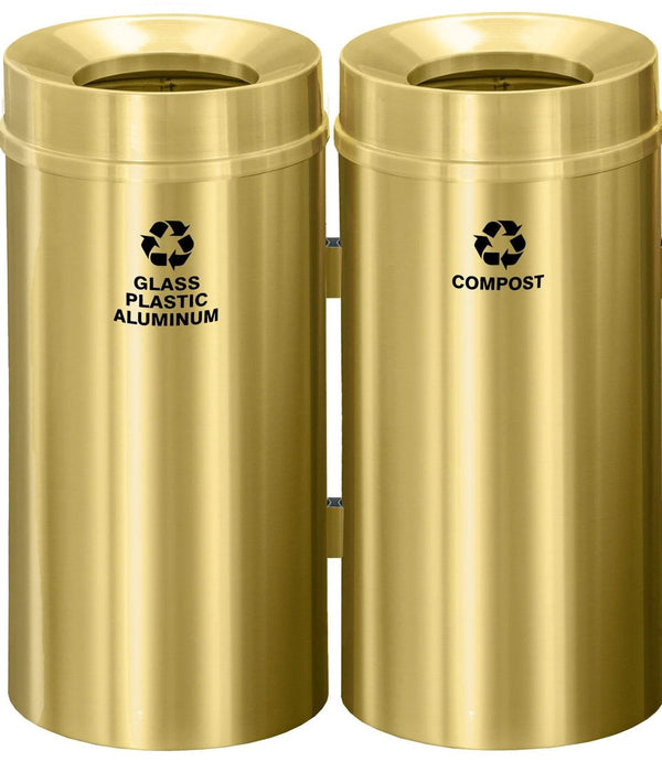 Glaro 12-Gallon Dual Modular Trash Can Station in Satin Brass Finish
