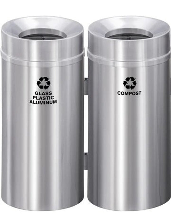Glaro 12-Gallon Dual Modular Trash Can Station with Satin Finish