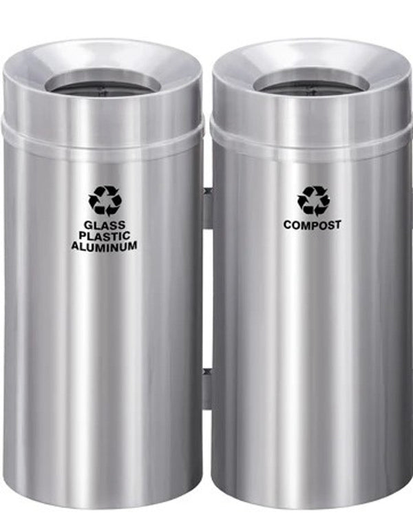 Glaro 12-Gallon Dual Modular Trash Can Station with Satin Finish