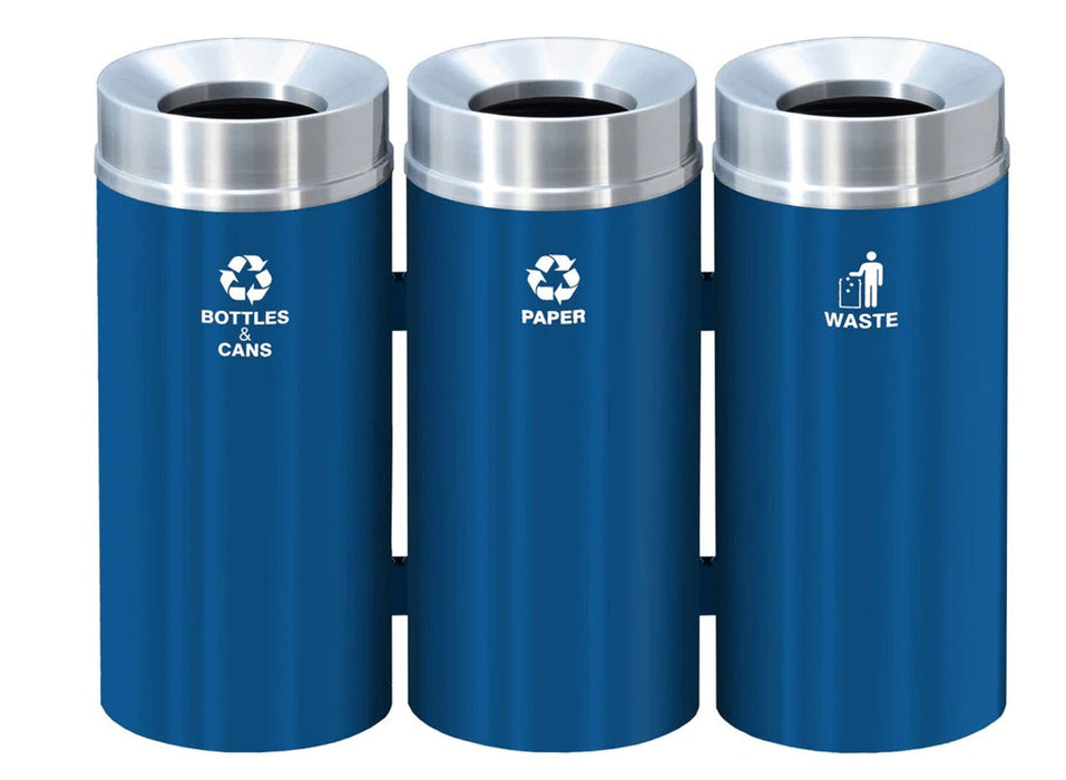 Glaro 33-Gallon Triple Stream Trash Can Recycling Station