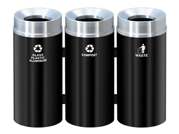 Glaro 33-Gallon Triple Stream Trash Can Recycling Station