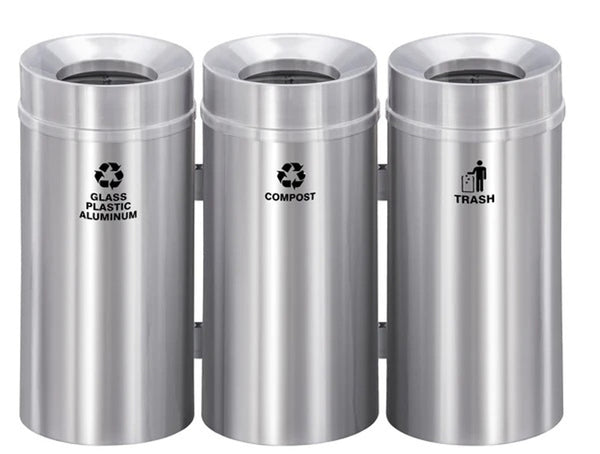 Glaro 33-Gallon Triple Stream Modular Trash Can Recycling Station