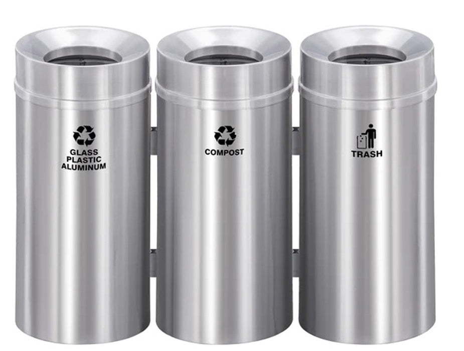 Glaro 33-Gallon Triple Stream Modular Trash Can Recycling Station