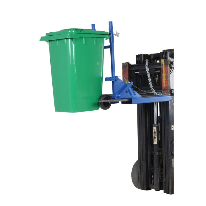 Vestil FM-T-DUMP Fork Mount Trash Can Dumper 1K Capacity Blue FM-T-DUMP