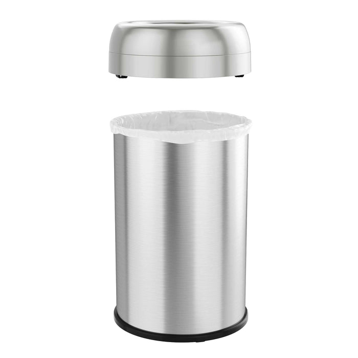 HLS Commercial 13 Gallon Stainless Steel Round Open Top Commercial Trash Can with Dual Odor Filters