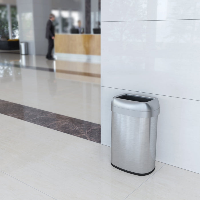 HLS Commercial 13 Gallon Stainless Steel Oval Open Top Commercial Trash Can with Dual Odor Filters