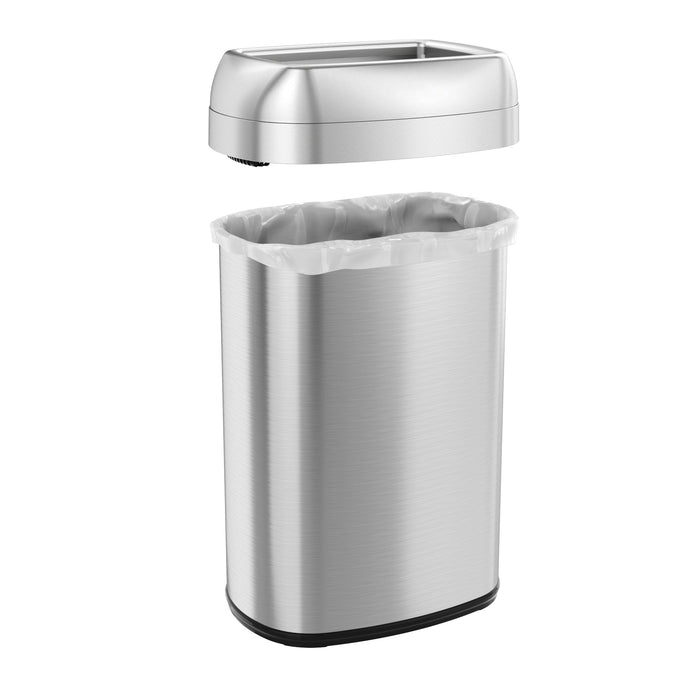 HLS Commercial 13 Gallon Stainless Steel Oval Open Top Commercial Trash Can with Dual Odor Filters