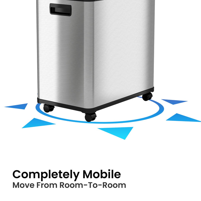 HLS Commercial 16 Gallon / 61 Liter Stainless Steel Combo Sensor Commercial Recycle Bin and Trash Can with Wheels