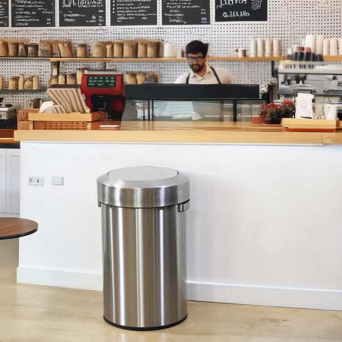 HLS Commercial 17 Gallon / 64 Liter Stainless Steel Swing Top Commercial Trash Can