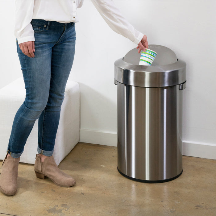 HLS Commercial 17 Gallon / 64 Liter Stainless Steel Swing Top Commercial Trash Can