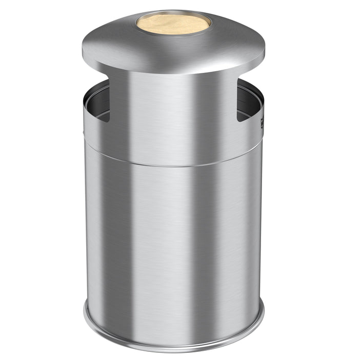HLS Commercial 50 Gallon / 189 Liter Indoor Dual Side-Entry Stainless Steel Round Commercial Trash Can with Removable Ashtray