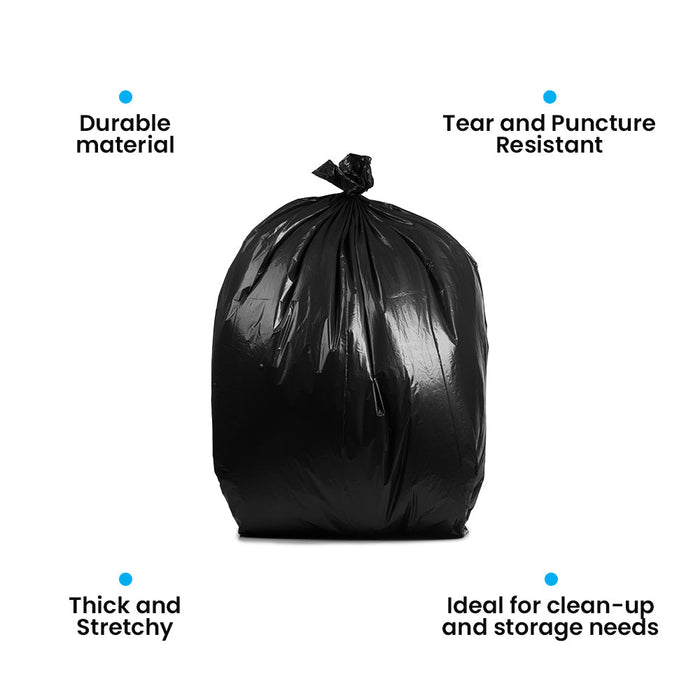 65 Gallon Garbage Bags: Black, 1.5 Mil, 50X48, 50 Bags.
